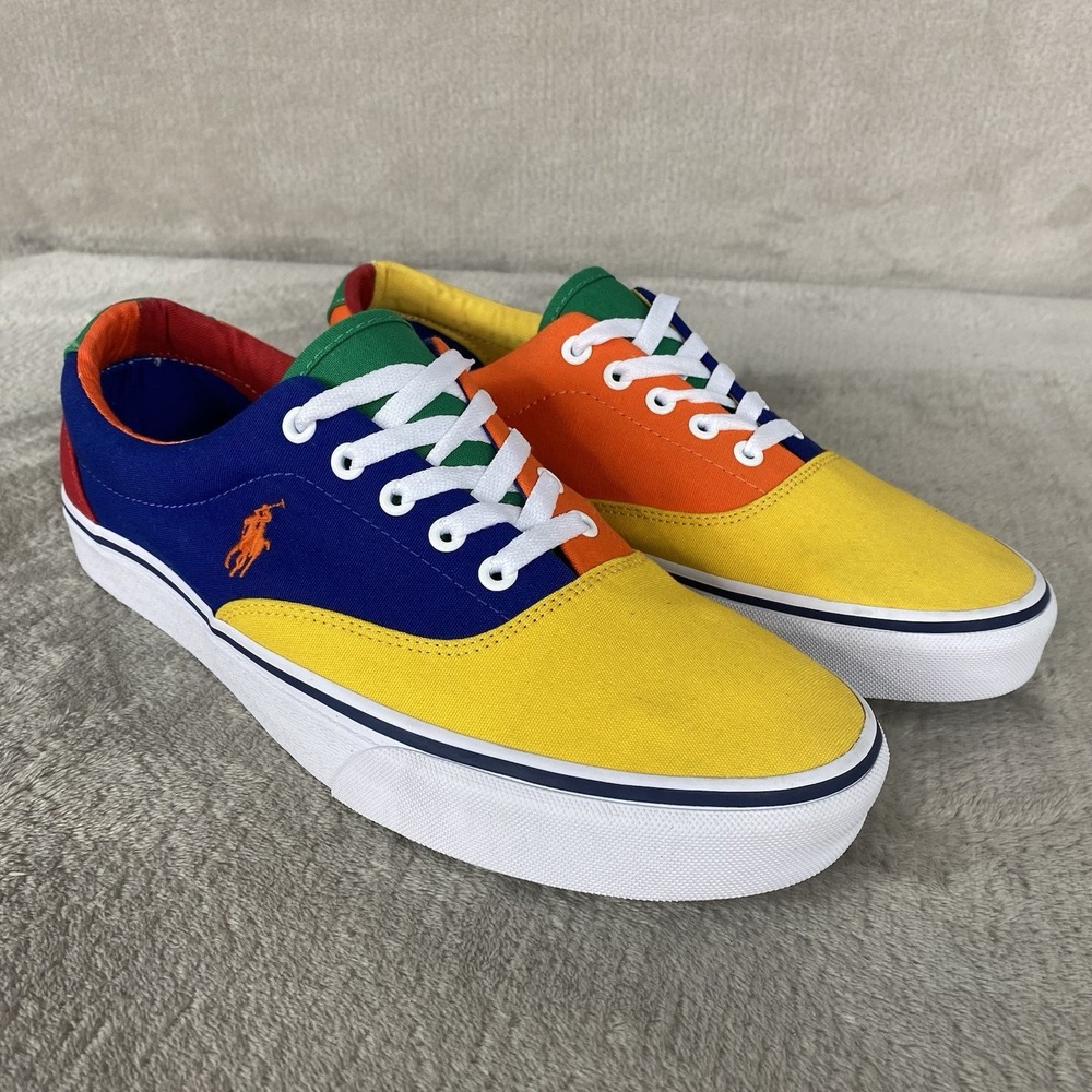 Polo by Ralph Lauren Keaton Pony Shoes Mens Size 8 Multi Canvas Sneakers NEW